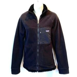 Patagonia Synchilla Windzone Jacket Womens XS Reversible Fleece Black Full Zip‎